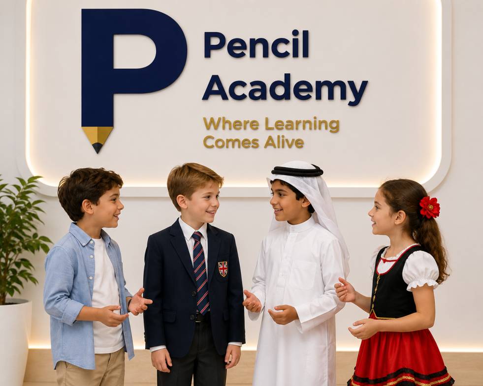 A young Pencil Academy student learning English online in a live lesson with a native teacher